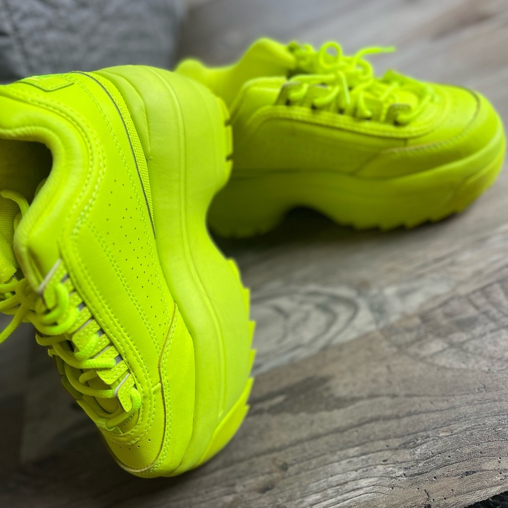 Platform chunky fila sneakers. Limited edition neon green